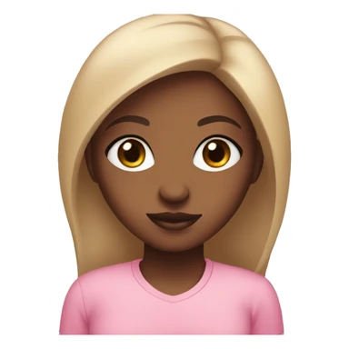 Brown girl with large black eyes and lashes, a pink shirt sticker
