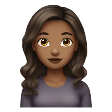 girl with brown skin tone and ombre black to brown hair sticker