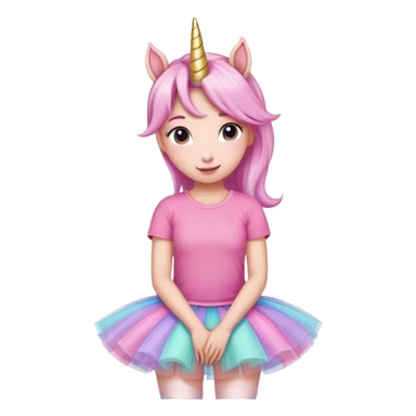 head of an anthropomorphised female unicorn in tutu and pink t-shirt, relaxed pose sticker