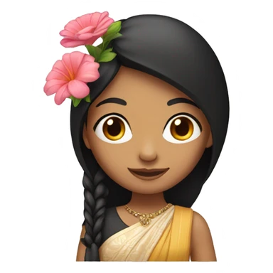 indian girl with black straight hair holding bouquet  sticker