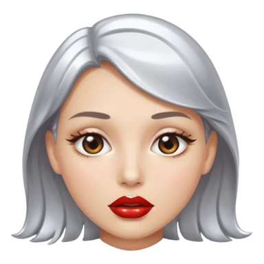 slightly parted lips, silver chrome material, glossy wet shine, seductive aesthetic sticker