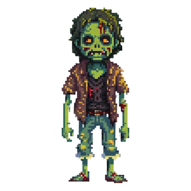 zombie with decaying skin and tattered clothes sticker