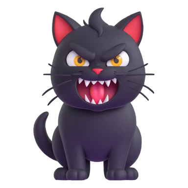 angry black cat with fur standing up and sharp teeth sticker