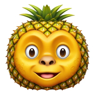 pineapple, emoji style, similar to orangutan face emoji style, shiny surface sticker
