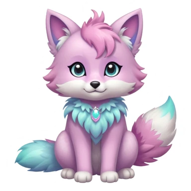 Multicolored sparkly pastel iridescent light pale cute adorable pretty cool elegant realistic floral exotic Falvie-Fionbri-fursona, full body sticker