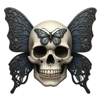 Goth skull butterfly sticker
