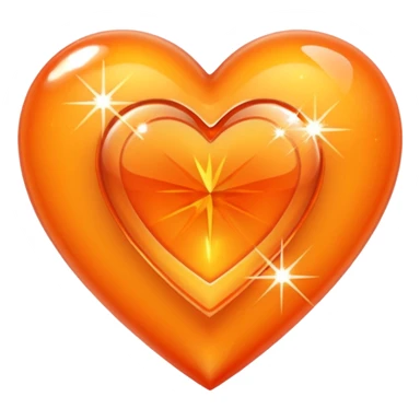 Heart orange with a diamond heart inside sticker