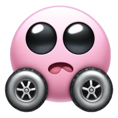 Metal cute black eyes Kirby ball driving on 4 car wheels sticker