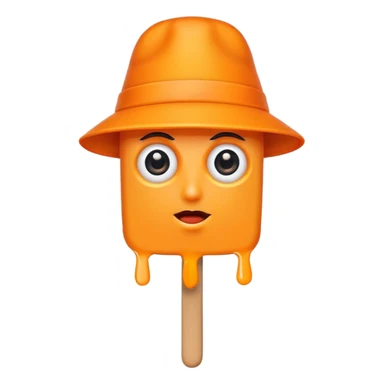 orange popsicle with eyes and hat sticker