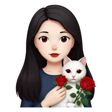 Flower 🌹in hand whiteout face in hand cat sticker