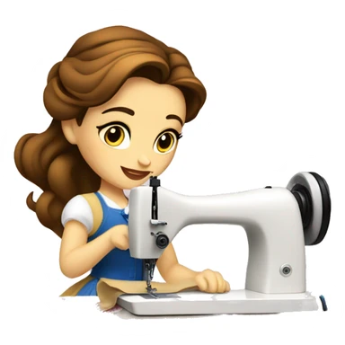 White Belle from beauty and beast sewing with sewing machine sticker