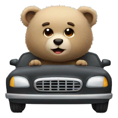 Little fuzzy bear driving a car sticker