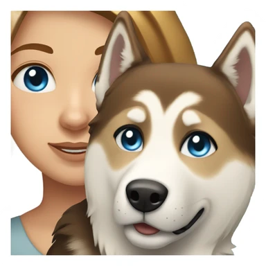 White Woman hair brown and bleus eyes and golden Husky  sticker