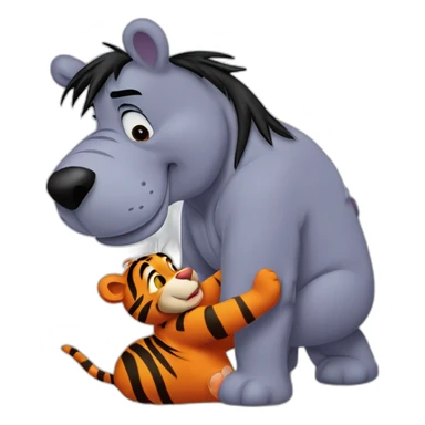 Tigger kissing Eeyore sticker
