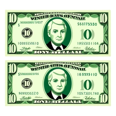 one 10 dollar bill flat  sticker