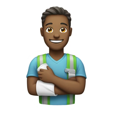 Happy Injured worker with a cast  sticker