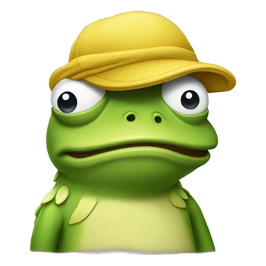 A yellow Pepe with cap hat Sad sticker