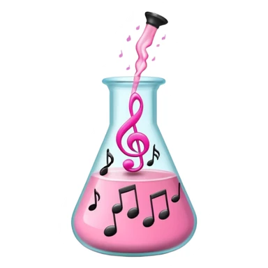 bublegum pink flask beaker with music coming out sticker