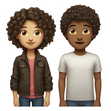curly hair brunette girl and boy sticker