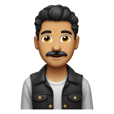 chico joven moreno con tupe liso, ojos color miel, bigote y perilla y piercing en la nariz sticker