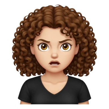 angry curly haired woman with torso sticker