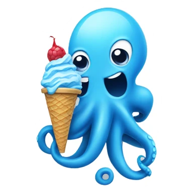 Blue octopus who holding blue colour ice cream  sticker
