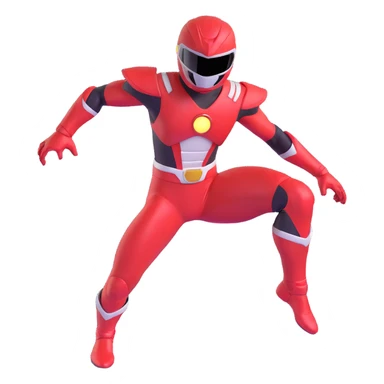 red power ranger in dynamic pose, helmet and suit, no text sticker
