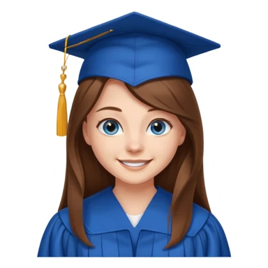 high school graduation with a pretty female high school student with long brown hair, blue eyes sticker