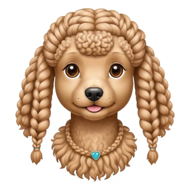 Miniature poodle with braids on its head sticker