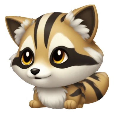Colorful Shiny Kawaii Cute Celestial Raccoon-Tiger-Fakémon-Pokémon full body sticker