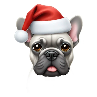 Grey french bulldog wearing christmas hat sticker
