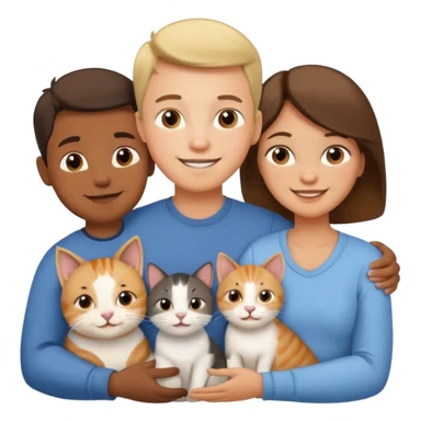 Un bebé Un niño de 10 años y papá y mamá tambien un gato y un perro todos son parte de la familia sticker