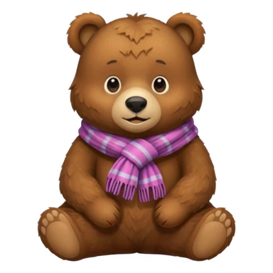 brown bear wearing a scarf sitting sticker