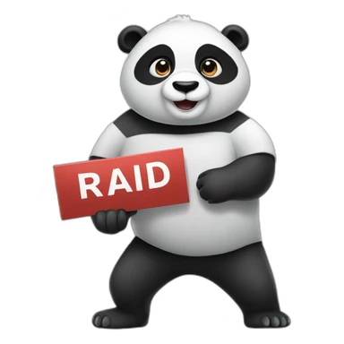 Panda holding a sign that says raid sticker