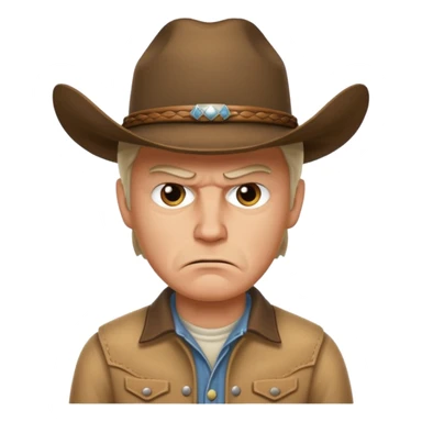 Angry white man with cowboy hat sticker