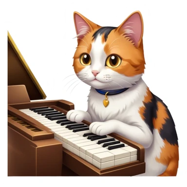 a cat playing piano sticker