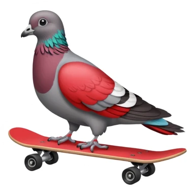 Create a pigeon on a red skateboard sticker