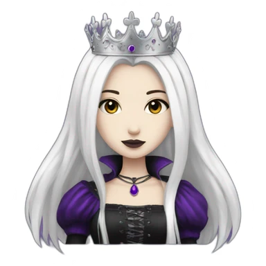 Queen white gothic girl long dark black and purple hair sticker