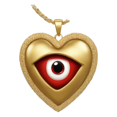 Red evil-eye inside of a gold heart necklace sticker