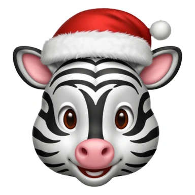 zebra wearing red hat of santa claus sticker
