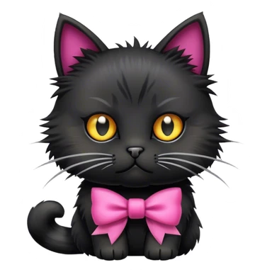Black cute cat with a punk bow sticker