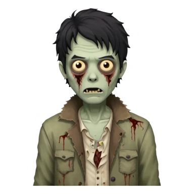 Zombie cabelo liso ondulado preto masculino  sticker