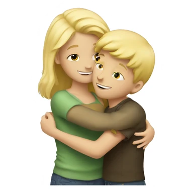 Blonde girl and boy hugging  sticker