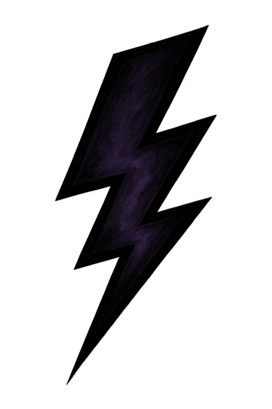emo-style lightning bolt, black and purple, moody, no background sticker