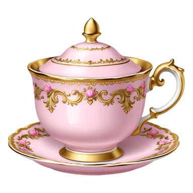  Vintage ornate rococo pale pink tea cup sticker