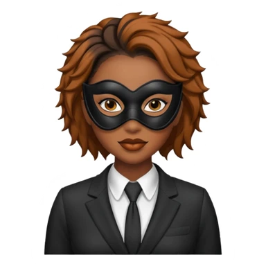 black woman in suit and mask sticker