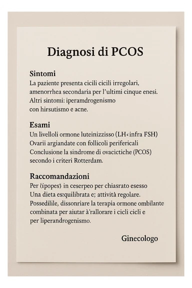 Diagnosi di PCOS data dal ginecologo in italiano sticker