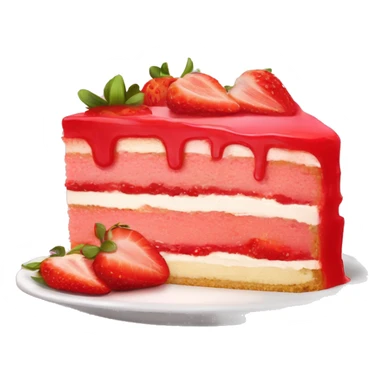 high quality slice of strawberry cake with no dish sticker