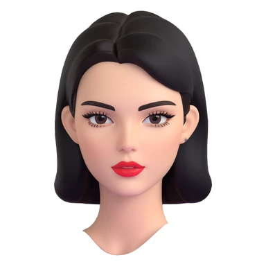 Kendall Jenner, supermodel, longer face shape, shiny glossy lips with lipgloss sticker