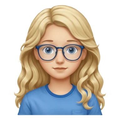 Fille 13 ans qui a des cheveux long et blond et wavy avec des lunettes et des yeux bleu- gris sticker